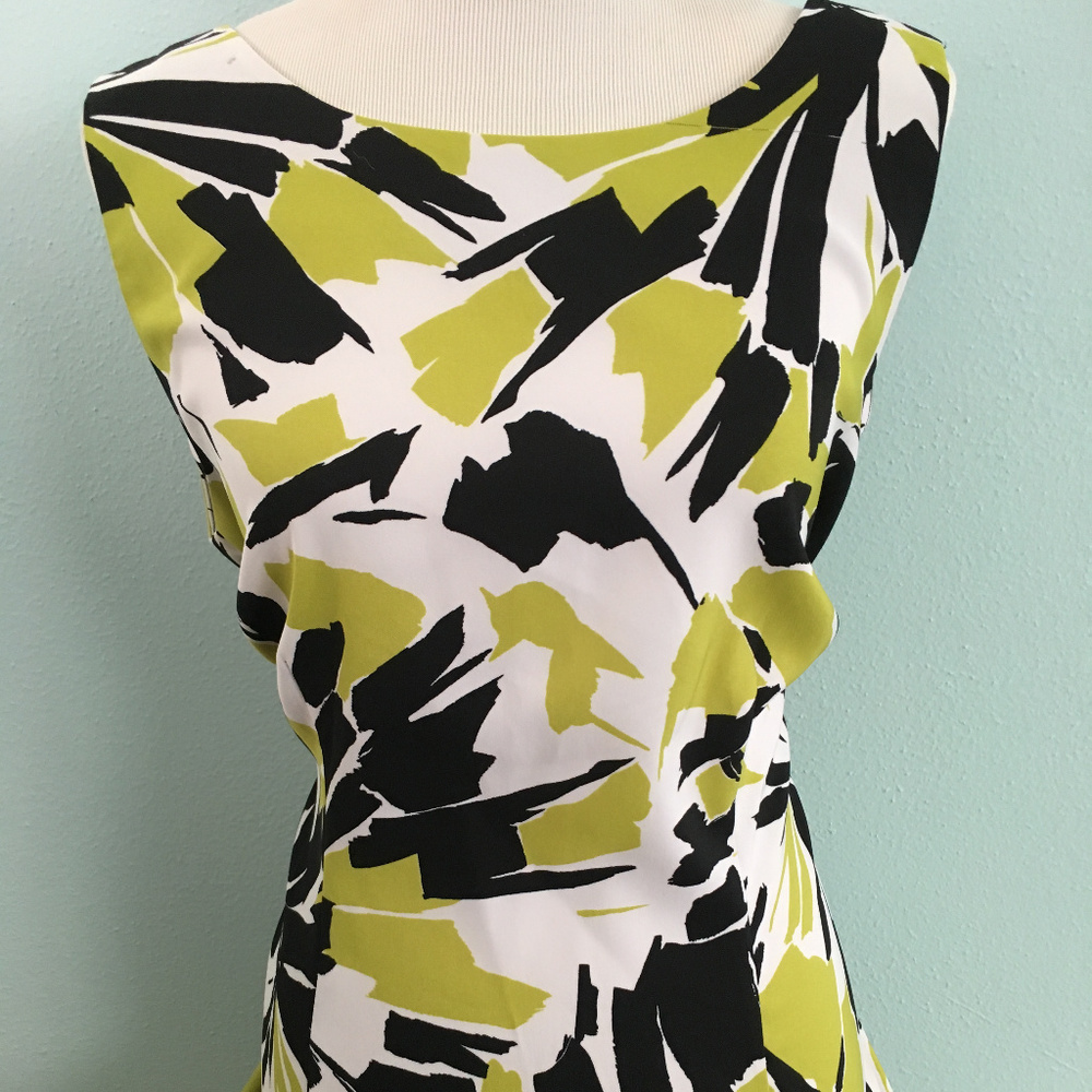 Green Black & White Sleeveless Dress